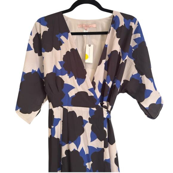 Anthropologie Hutch Geo Abstract Wrap Maxi Dress size M, Black Blue | NEW $190 - Picture 4 of 5